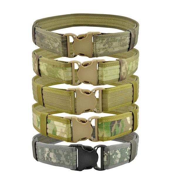 

waterproof tactical belt 1000d cordural nylon fabric heavy police duty belt for outdoor cs painball hunting, Black;green