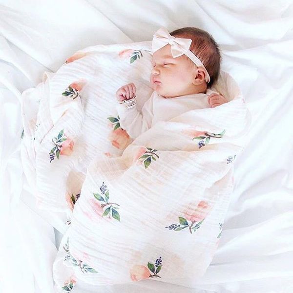 

cotton baby blanket muslin swaddle floral printed soft and comfortable for infants