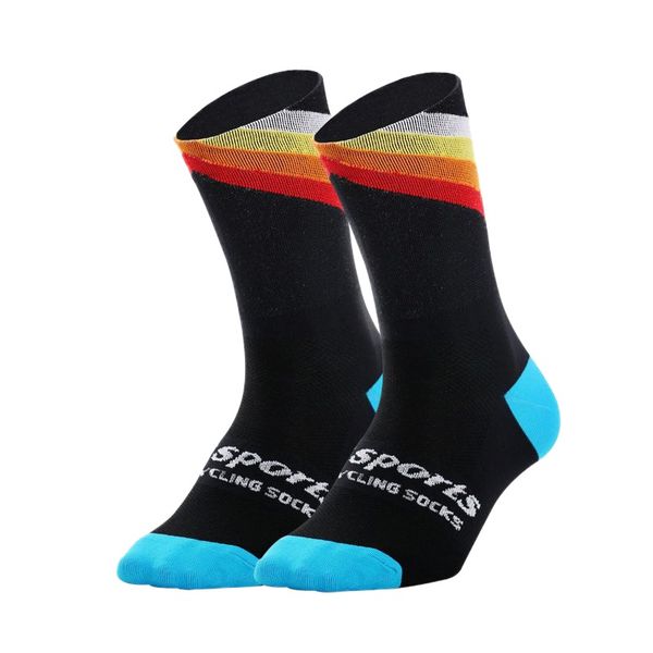 

men women professional sport cycling socks breathable mid length training socks outdoor sports, Black