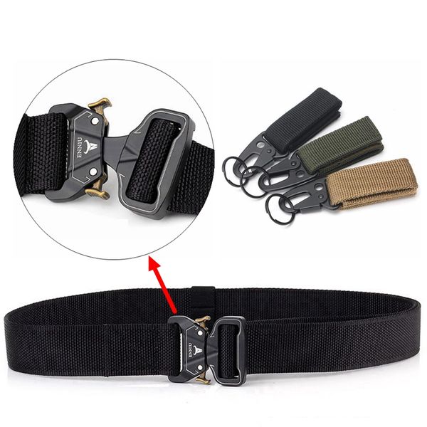 

army men belt metal buckles waistband outdoor quick drying safety outer waist belts nylon tactical, Black;brown