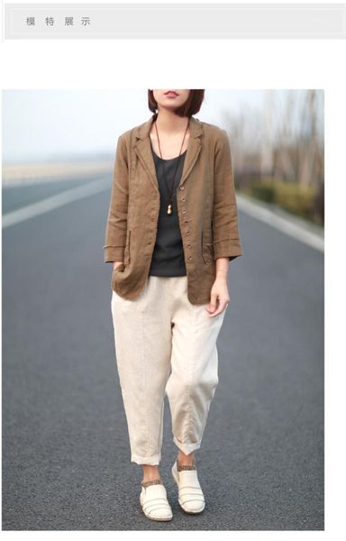 

sleeve pocket pure color coats womens designer blazers lapel neck straight button fly outwear fashion nine points, White;black