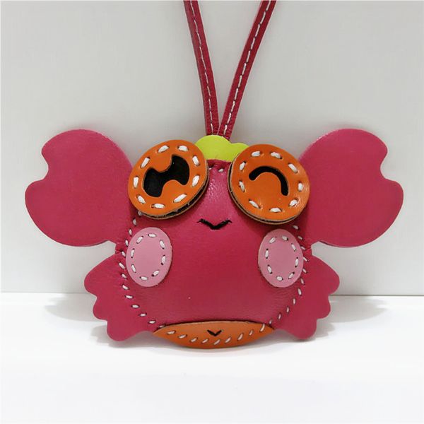 

luxury handmade lambskin genuine leather crab keychain animal key chain women bag charm pendant bag accessories birthday gifts, Silver