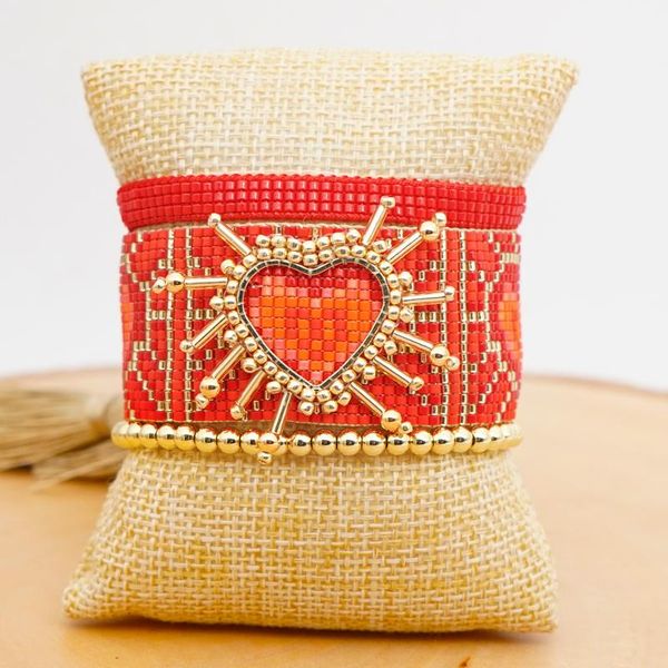 

charm bracelets shinusboho2021 ladies luxury bracelet miyuki jewelry hearts puseras mujer moda tassel handmad bead gift, Golden;silver