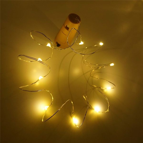 

20pcs garland wine bottle lights with cork 2m battery powered led copper wire fairy lights string for party wedding decoration