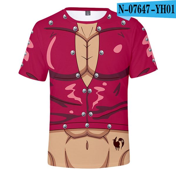 

seven deadly sins meliodas short-sleeve classic anime man printed cosplay 3d print shirts kawaii plus size oversized men clothing
