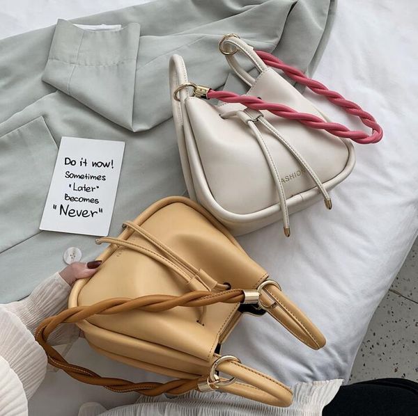 

women bucket small handbags new style twist straps lady shoulder bag crossbody girls totes