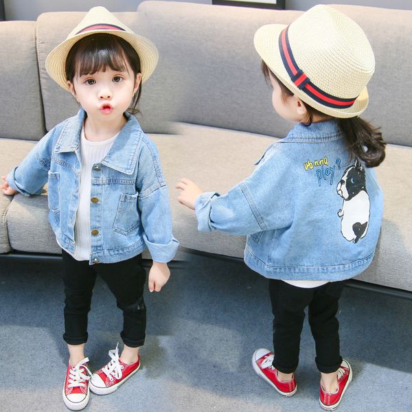 

jackets children's denim boys trench jean girls kids clothing baby coat casual outerwear windbreaker spring autumn 1-6y, Blue;gray