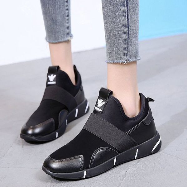 

new fashion women lady female mujer mesh air round toe casual slip on zapatillas thick soled heighten chaussures shoes a146, Black
