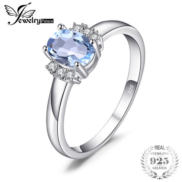 

jewelrypalace classic 1ct oval natural sky blue z ring 100% real 925 sterling silver engagement rings for women fine jewelry y1892705, Slivery;golden
