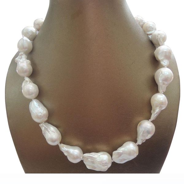 

100% nature freshwater big baroque pearl necklace-good quality-925 silver hook-13-18 mm big baroque