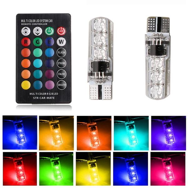 

cgjxsauto interior car rgb led car dome atmospheric light 12v super bright bulb car internal remote control t10 6smd 5050