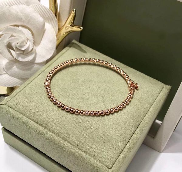 

2019 fashion classic brand bangle rose gold silver fine polishing beads bracelet for women wedding party82, Black
