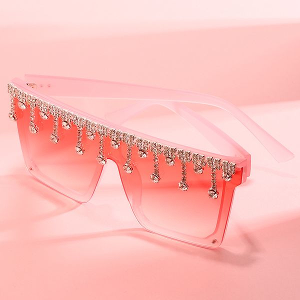 

2020 womens new retro designer luxtury square frame diamond pink sunglasses for women uv 400 protective sunglass eyewear sun glass occhiali, White;black