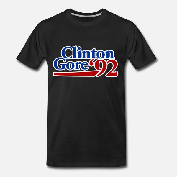 

clinton gore 1992 t shirt men personalized short sleeve o-neck novelty graphic comfortable summer trend shirt, White;black