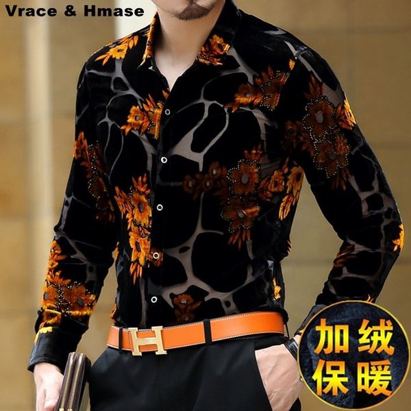 

exquisite floral shirt fashion soft high-end boutique velvet pattern men autumn&winter long sleeve gold shirt silk m-xxxl c0925 cknjj