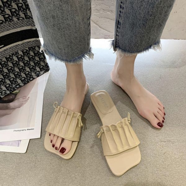 

fairy wind sandals and slippers women wear summer 2020 new net red wild flat non-slip beach sandals slippers, Black