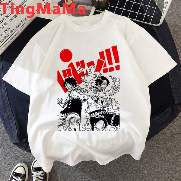 

kawaii one piece graphic tees women summer ulzzang cute cartoon t-shirt japanese anime funny luffy zoro t shirt female, White