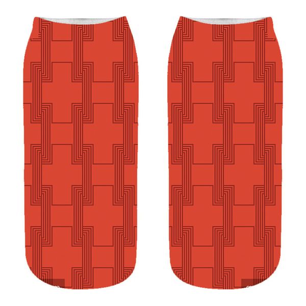 

fashion creative personalized red socks 3d digital printed socks printed funny short socks for women/girls/men/boys, Black;white
