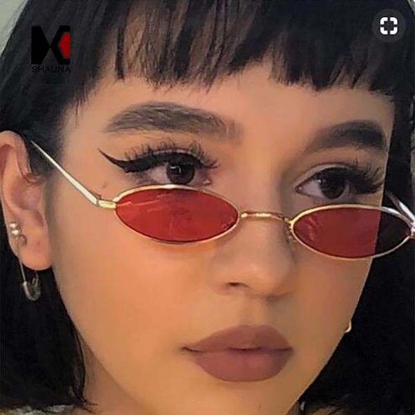 

shauna trending women small oval sunglasses fashion metal frame men clear red lens shades uv400, White;black
