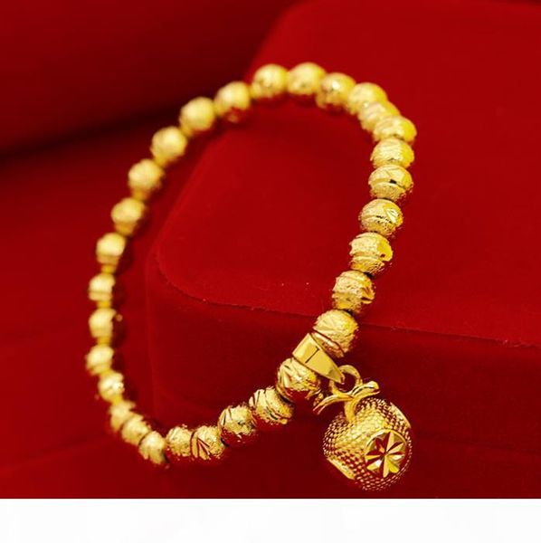 

christmas eve apple bracelet 24k copper plate real gold women men beaded strands christmas gift bracelet jewelry, Black