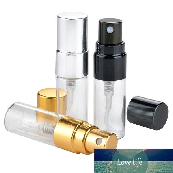 

3ml travel refillable glass perfume bottle with uv sprayer cosmetic spray atomizer silver black gold cap