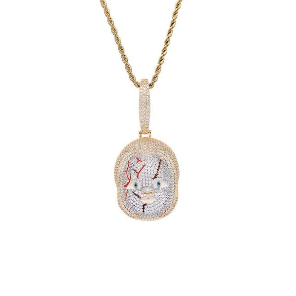 

hip hop micro paved + cubic zirconia bling iced out the film child avatar play pendants necklace for men rapper jewelry, Silver