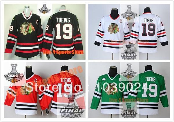 

youth jonathan toews jersey kids boys chicago blackhawks #19 home road third red white black champions blackhawks youth jerseys, Black;red
