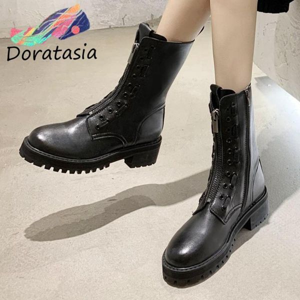 

doratasia classic women zipper brand black brand designer shoes 2020 winter boots women solid platform chunky boots