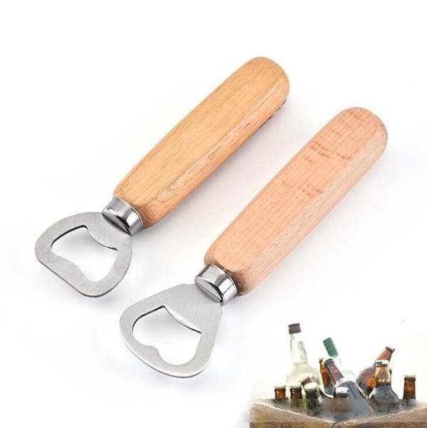 

new wood handle bottle opener handheld protable wood bottle opener home kitchen tools wedding gift lx1169