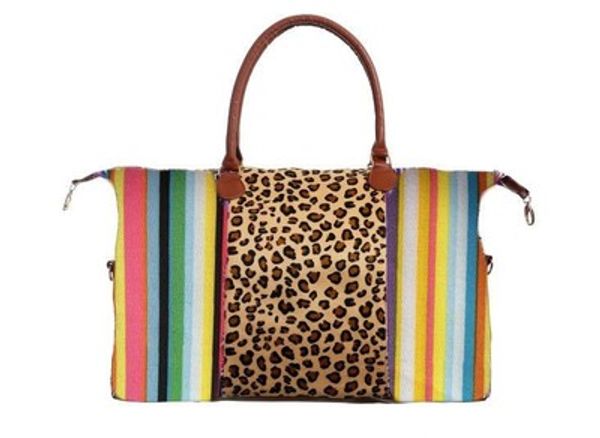 

bags for women 2020 new color striped and leopard handbag weekend travel bag easter gift storage bag sac de voyage femme