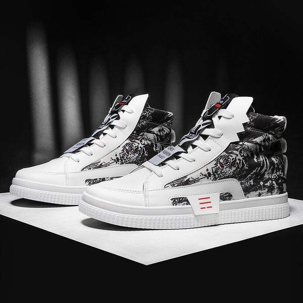 

2020 autumn new men shoes urban outdoor high men casual shoes fashion trend lace-up fashion sneakers zapatillas hombre, Black