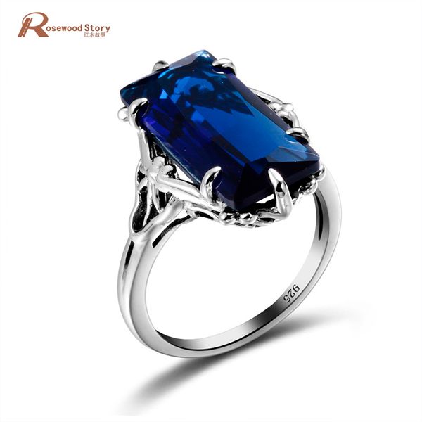 

classical jewelry 925 sterling silver ring created sapphire stone princess wedding ring women vintage engagement rings size 4-11, Golden;silver
