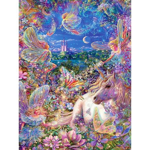 

5d diy round drill diamond painting cross stitch mosaics full 100% embroidery "flower fairy&unicorn" diamond embroidery decor