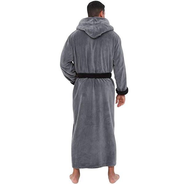 

womail mens solid winter lengthened bathrobe plush shawl home clothes long sleeved robe coat soft handfeel pajama bathrobe cx200813, Black;brown