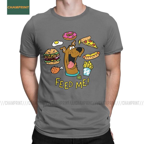 

men's t-shirt scooby doo feed me awesome pure cotton tees short sleeve cartoon shaggy daphne dog comic t shirts clothing party