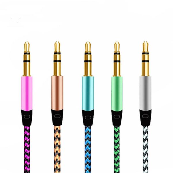 

cgjxs1m aux cable nylon braided 3 .5mm to 3 .5 mm male to male jack auto car audio cable for iphone samsung speaker