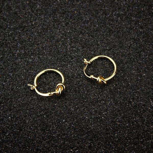 

woman 18k gold knotted hoop earring brass stud for women wedding party fine jewelry, Golden