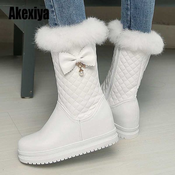 

2020 women snow boots waterproof non-slip winter boots thick fur platform waterproof and warm shoes plus size 34-42 u708, Black