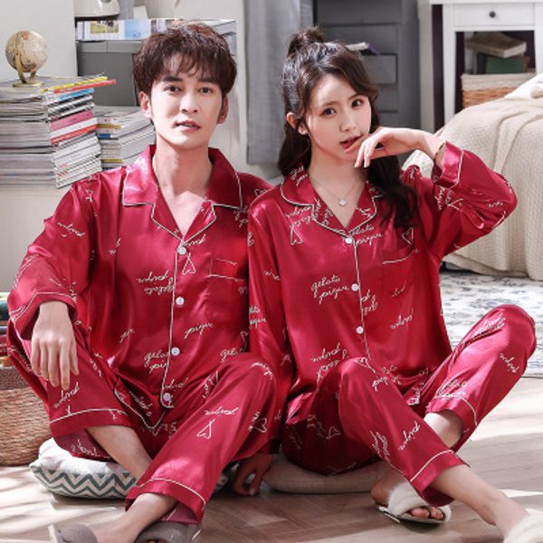 

couple pajamas set autumn cardigan pyjamas women and men pajamas long sleeve sleepwear men lounge pijama plus size -2xl, Black;brown