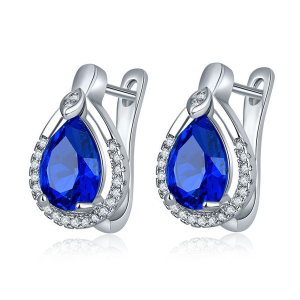 

kashi new drop zircon ear clip european and american ear stud female diamond set colorful crystals ear clip stud wholesale, Golden;silver