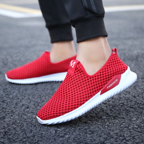 

summer shoes lovers brand casual breathable shoes mesh soft jogging tennis mens zapatos de hombre 47, Black