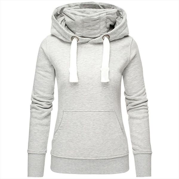 

new hoodies women sweatshirt autumn winter warm turtleneck solid hooded long sleeve sweatshirt pullover women size plus 5xl, Black