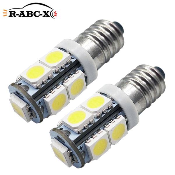 

2pcs e10 1447 screw 9 led smd 12v dc pure white 6000k/warm white 4300k for torches bulb indicator light