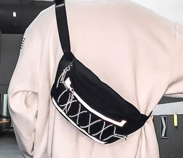 

2020 Ins Tooling Style Personality Reflective Rope Unisex Waist Bag Chest Bag Port Style Street Beat Messenger Bag Ready To Ship