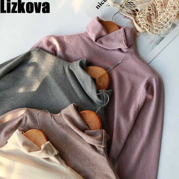 

lizkova turtleneck long sleeve slim sweater women soft pullover autumn 2020 ladies casual, White;black