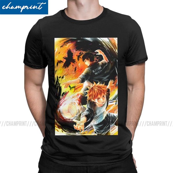 

haikyuu - hinata & kageyama t shirts for men humorous t-shirts crewneck volleyball manga tee shirt short sleeve printing