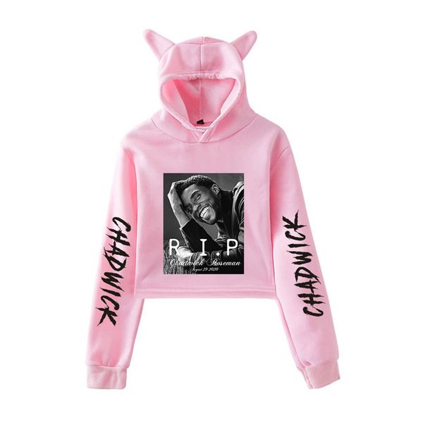 

wakanda forever women hoodies fashion trend wakanda 2d pattern navel cat ears hooded designer female hero panther hip hop short hoodies, Black