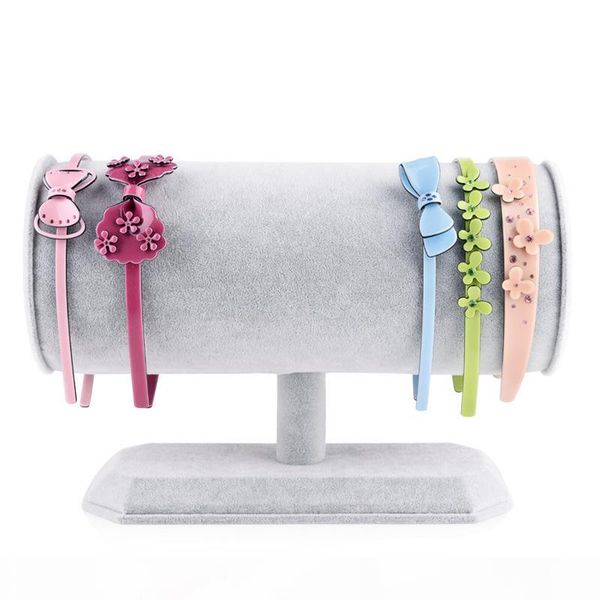 

grade ice gray velvet headband headdress jewelry display stand holder rack hair band storage shelf hoop frame necklace holder, Black;white