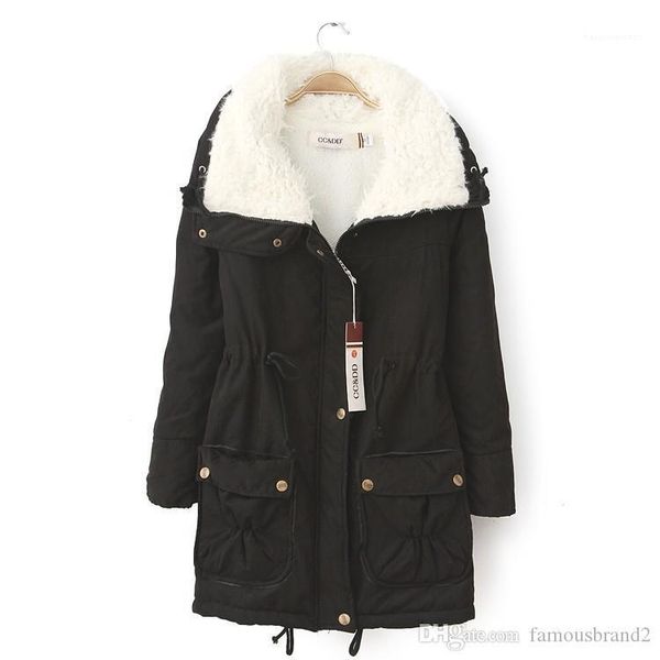 

velvet down coats winter designer coat teenager pockets cargo parkas women thick lamb, Black
