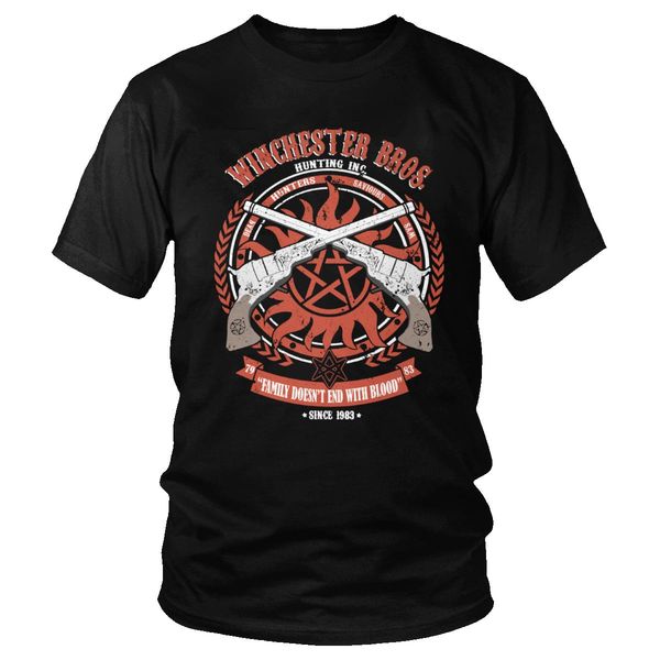 

retro supernatural t shirt fashion summer soft cotton tee for men short sleeve round neck winchester bros hunting t-shirt